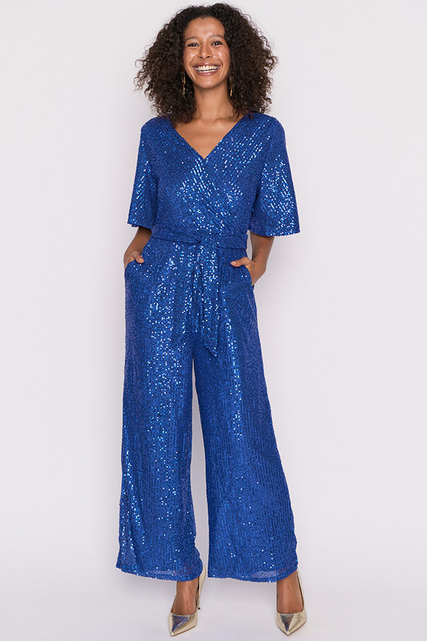 Skyla Cobalt Sequins Party Jumpsuit – Little Party Dress