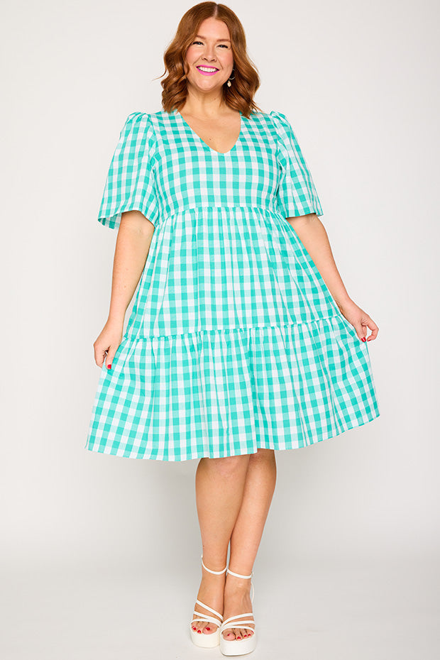 Rachelle Jade Gingham Dress – Little Party Dress