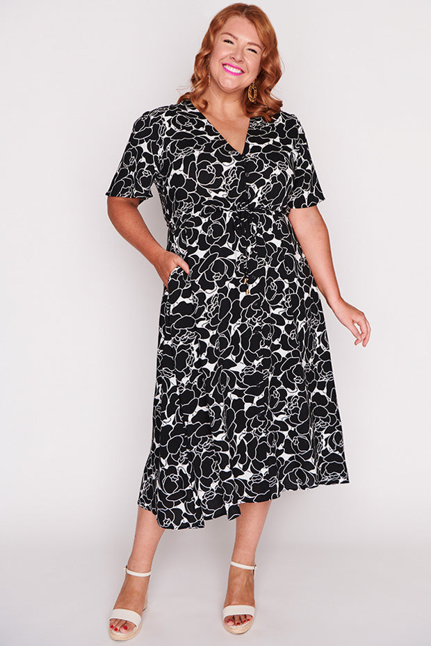 Michelle Peonies Black & White Dress – Little Party Dress