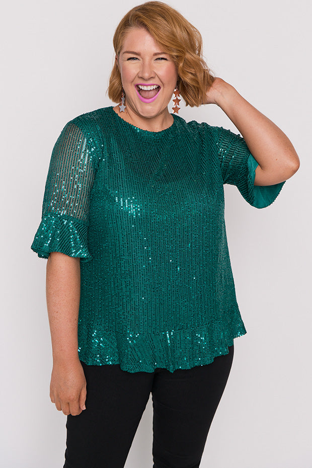 Emerald Green Plus-Size Long Sequin Dress – Top Glam Shop